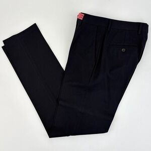 J.M. Haggar Men's Slim Fit Dress Pants 29x32 Blue Flat Front Tapered Leg Office